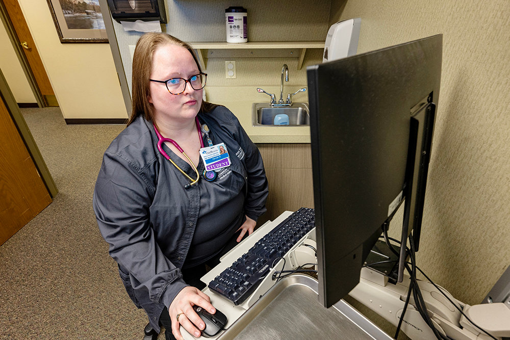 CLINICAL CARE: Hannah Bridgewater works in the senior health department at Cox South Hospital as part of her apprenticeship training to become a certified medical assistant with the health care system.